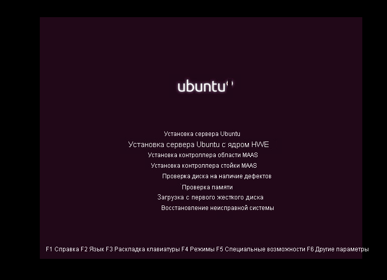 Выбор установки сервера Ubuntu