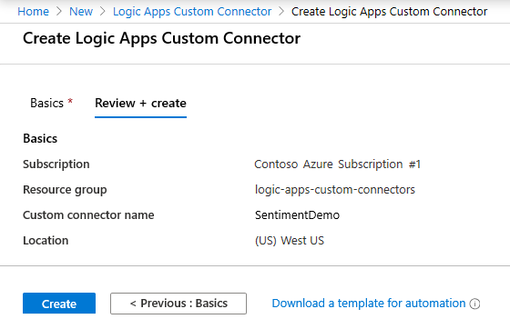 Просмотр сведений о пользовательском соединителе Logic Apps.