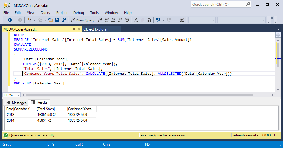 DaX Evaluate with measure defnition