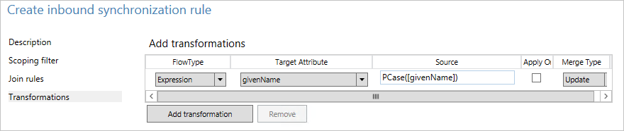 Inbound rule transformations