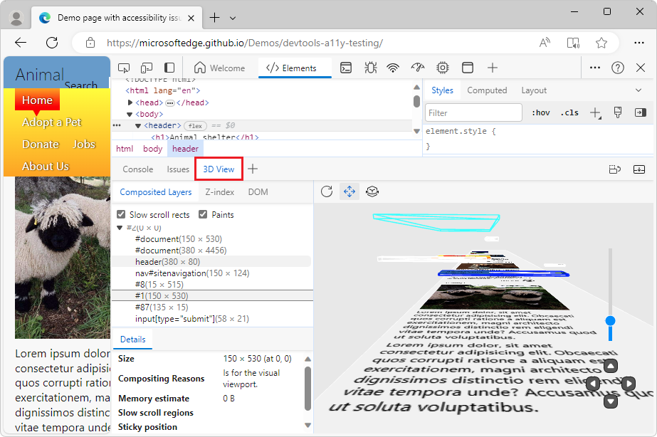 Инструмент трехмерного представления