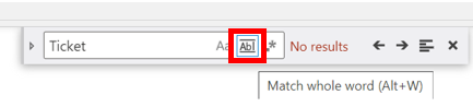 Значок уточнения совпадения всего слова в элементе управления Find and Replace