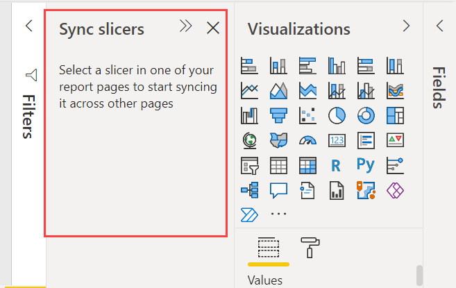 Screenshot of Sync slicers pane.