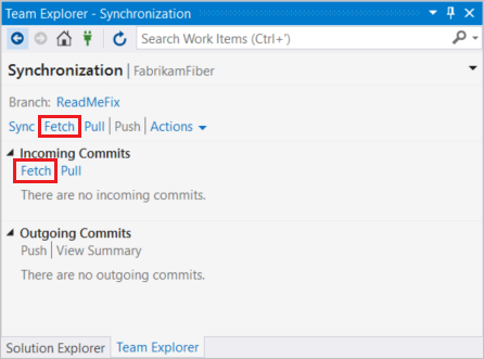 Screenshot that shows selecting Fetch.