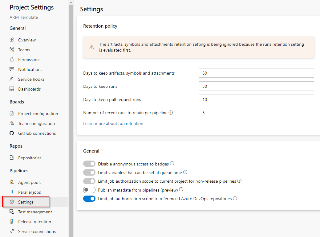 edit project settings