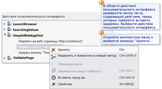Удаление действия пользовательского интерфейса