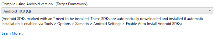 Xamarin.Android Target Framework