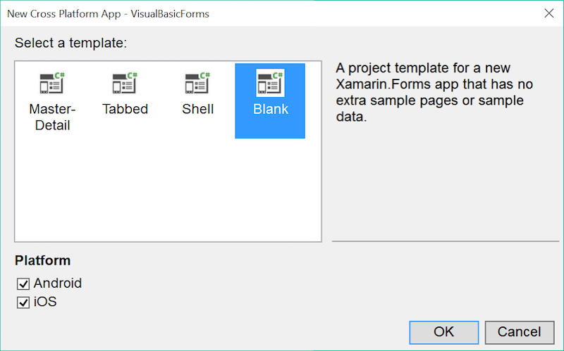 Пустой шаблон Xamarin.Forms