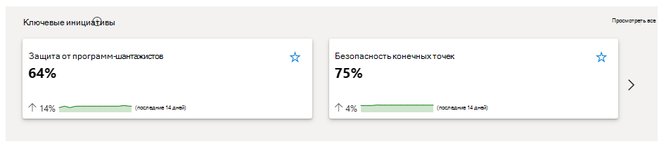 Снимок экрана: раздел основных инициатив по управлению уязвимостью в системе безопасности