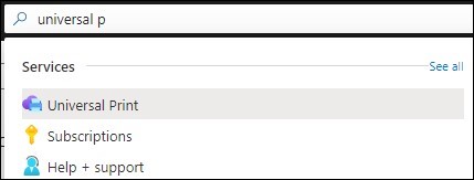 Снимок экрана: портал Azure с универсальным печатью в разделе 