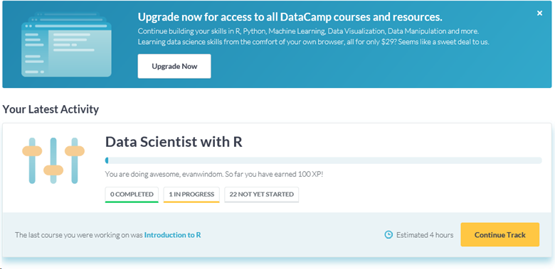 Продолжение обучения в DataCamp