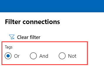 Screenshot of the Filter Connections page.