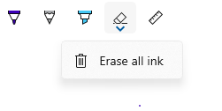 Элемент управления InkToolbar с отображающимся всплывающим элементом ластика