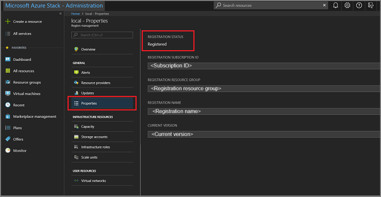 Panelen Regionshantering i administratörsportalen för Azure Stack Hub