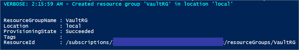 Ny resursgrupp som genererats i PowerShell