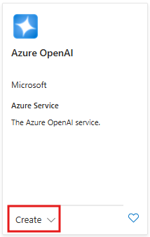 Skärmbild som visar hur du skapar en ny Azure OpenAI Service-resurs i Azure-portalen.