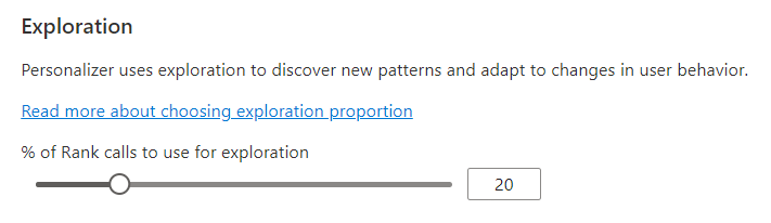 Utforskningsvärdet avgör vilken procentandel av rankningsanrop som besvaras med utforskning