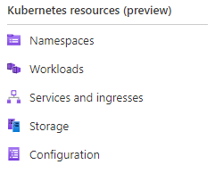 Skärmbild av Kubernetes-resurser.