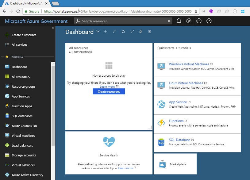 Azure Government Portal