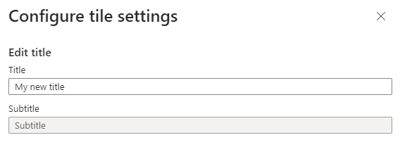 Skärmbild som visar hur du ändrar rubrik och underrubrik för en panel.