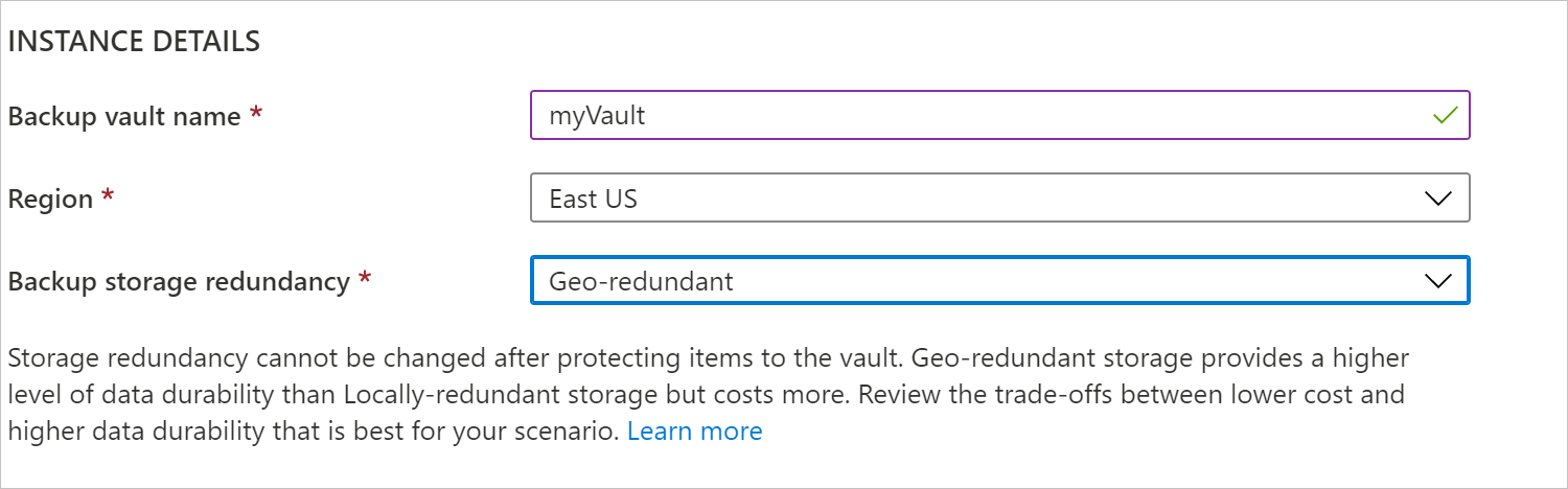 Choose storage redundancy