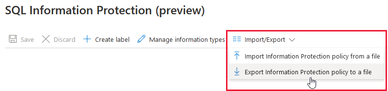 Exportera och importera din informationsskyddsprincip.