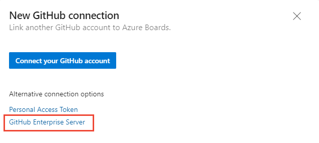 Skärmbild av dialogrutan Ny GitHub-anslutning och välj GitHub Enterprise Server.