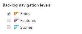 Teamkonfiguration, Allmänna, Kvarvarande navigeringsnivåer, Endast Epics