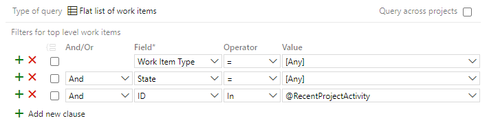 Power Query-redigeraren med ID i @MyRecentActivity frågesats