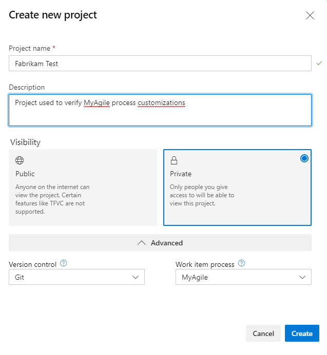 Skapa nytt projektformulär