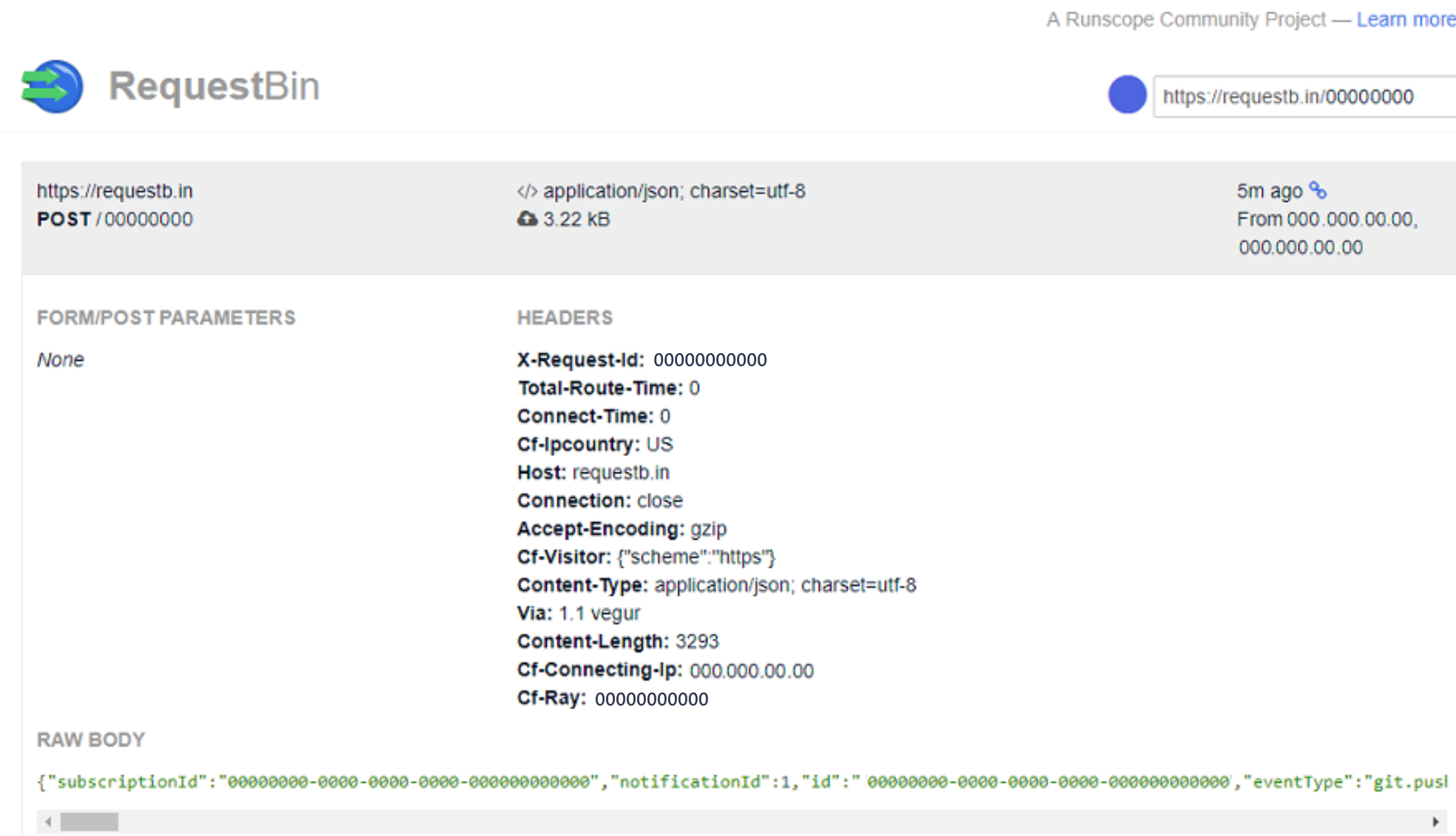 Skärmbild av att visa JSON-representationen.