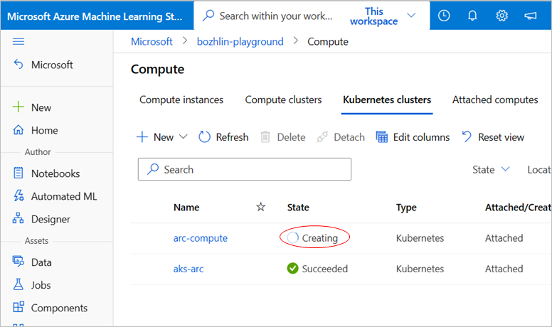 Skärmbild av anslutna inställningar för konfiguration av Kubernetes-kluster.