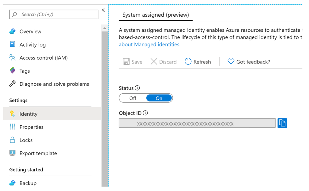 Visar sidan Azure Portal och Recovery Services.