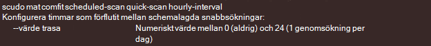 Skärmbild av schemalagd genomsökning varje timme.