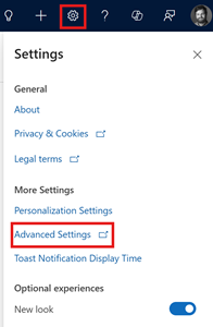 Screenshot of Advanced Settings link in the site map.