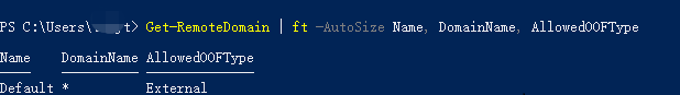 Skärmbild av kontroll av OOF-svar med PowerShell.