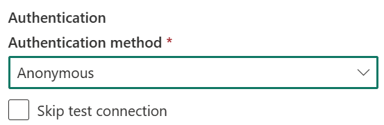 Skärmbild som visar metoden för anonym autentisering.