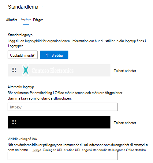 Skärmbild: Fliken Logotyper som visar logotypalternativen