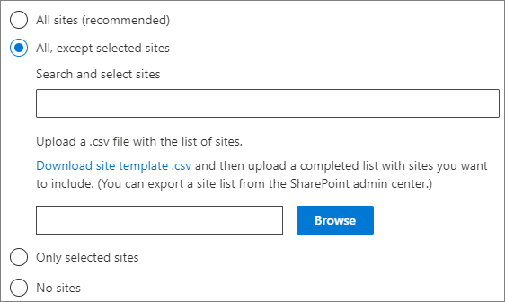 Skärmbild av användargränssnittet för SharePoint-ämneskällor.