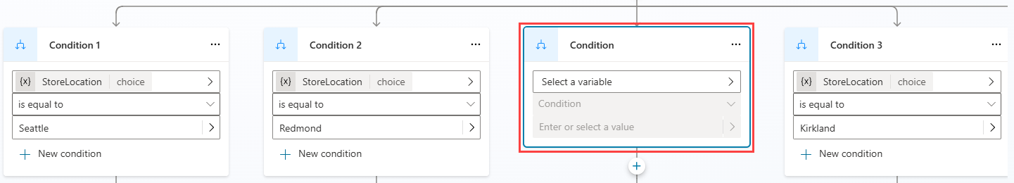 Skärmbild som visar det nyligen infogade villkoret.