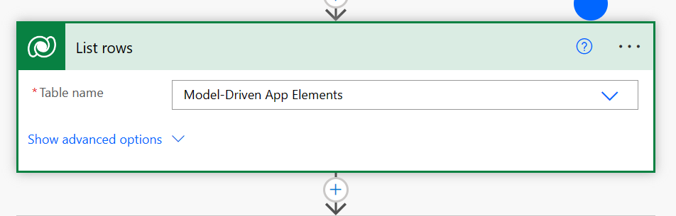 Lista Dataverse-tabell med modellbaserade appelement med hjälp av ett flöde