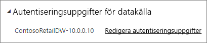 Skärmbild av dialogrutan med autentiseringsuppgifter för usluga Power BI datakälla.