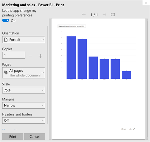 Screenshot of Print window with print settings displayed.