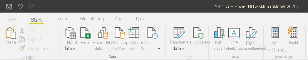 Screenshot of new ribbon in Power BI Desktop for Power BI Report Server.