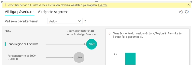 Screenshot that shows more than 10 unique factors warning.