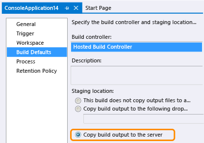 Drop outputs to TFS