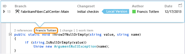 CodeLens: Find how many people changed your code