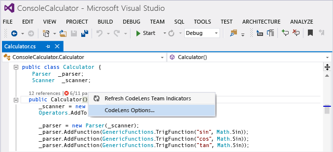 CodeLens - Turn indicators off or on