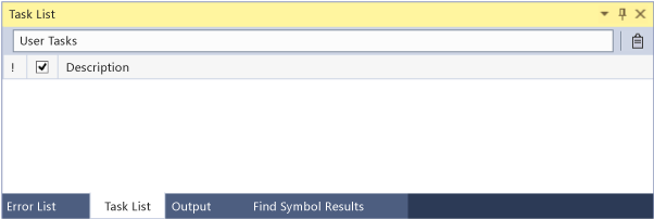 Visual Studio IDE - Task List window