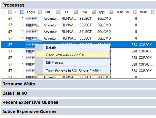 Live Query Stats button in Activity Monitor